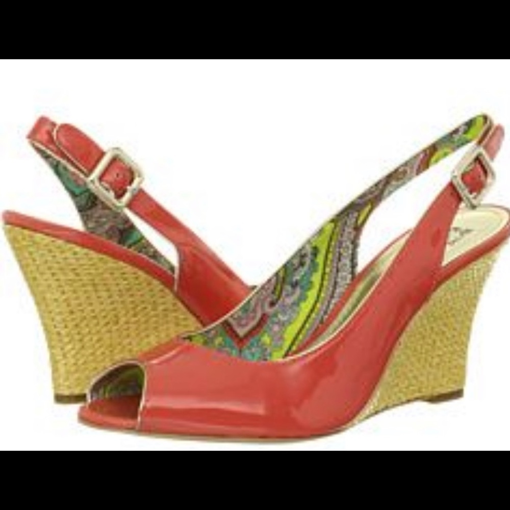 Anne Klein Palmira Coral Wedges Sz 7M